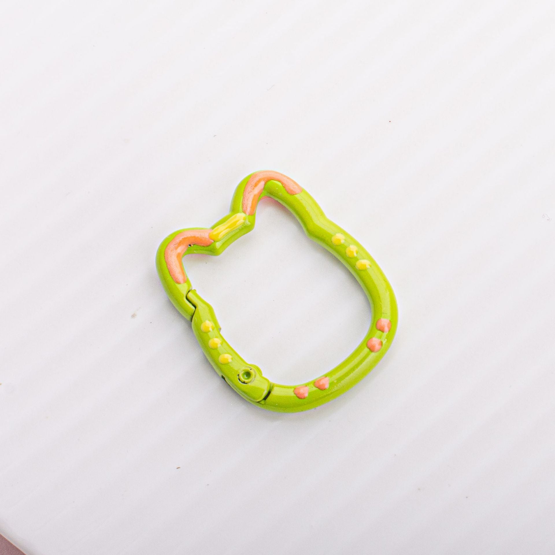 Wholesale Childlike Spring Buckle Double-sided Paint Hand-painted Colorful Lines Polka Dot Cat Alloy Keychain